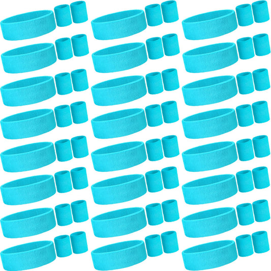 Yuxung 72 Pcs Neon Sweatbands Set for Women Tennis Wristbands Cotton Terry Cloth Sports Athletic Sweat Bands for Running Gym Basketball Workout Sports 80s 90s Costume Cosplay Party (Neon Blue)