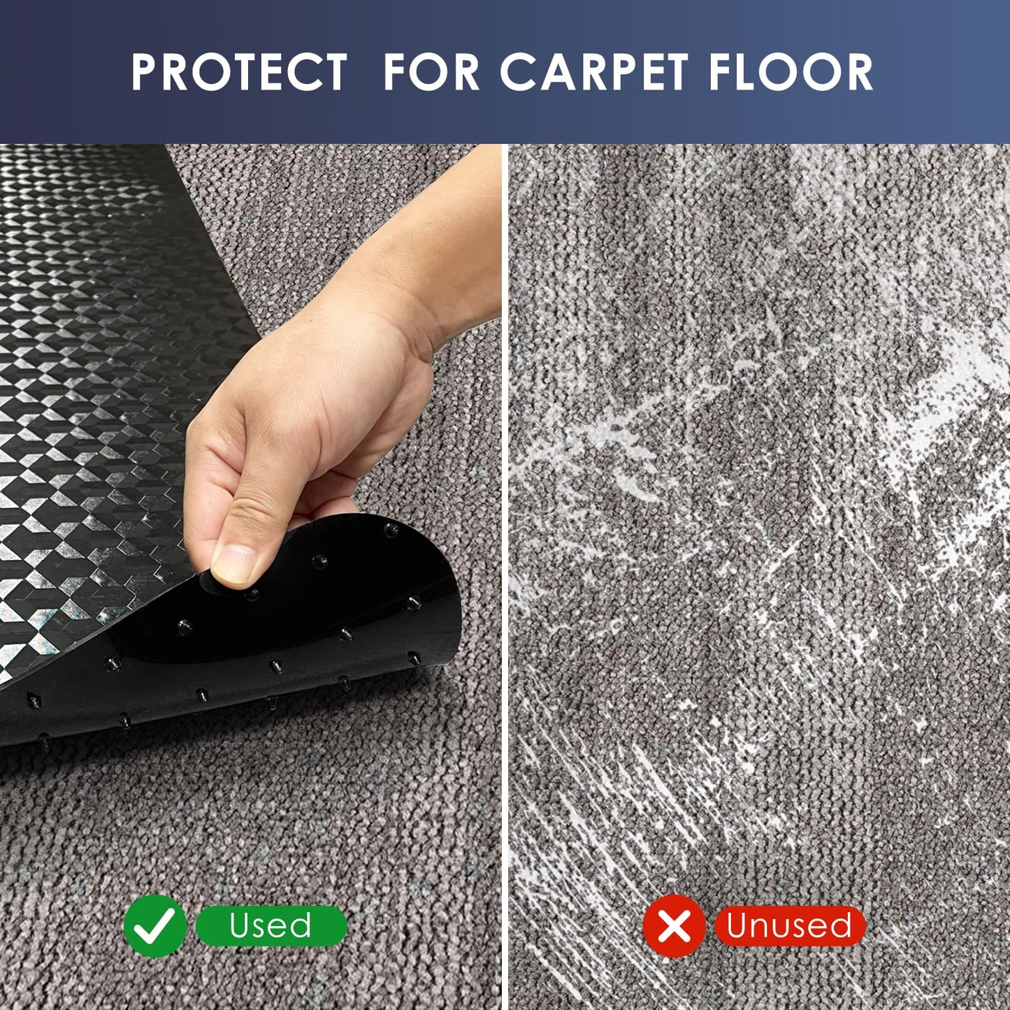 Vicwe Office Chair Mat for Carpet, 55"x36" Anti-Slip Waterproof Floor Protector Desk Chair Mat for Rolling Chairs, Heavy Duty Chair Mat with Studs,Easy Glide Floor Mat for Home,Gaming