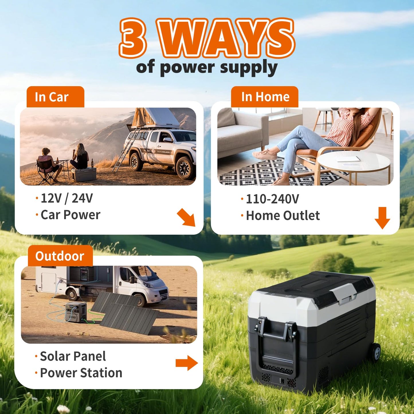 OLIXIS Portable Car Refrigerator, 42QT Dual-Zone Electric Cooler for Vehicles with Wheels & Cutting Board, -4℉-68℉ Freezer Smart Control via Bluetooth, Battery Protection, 12/24V DC & 100-240V AC