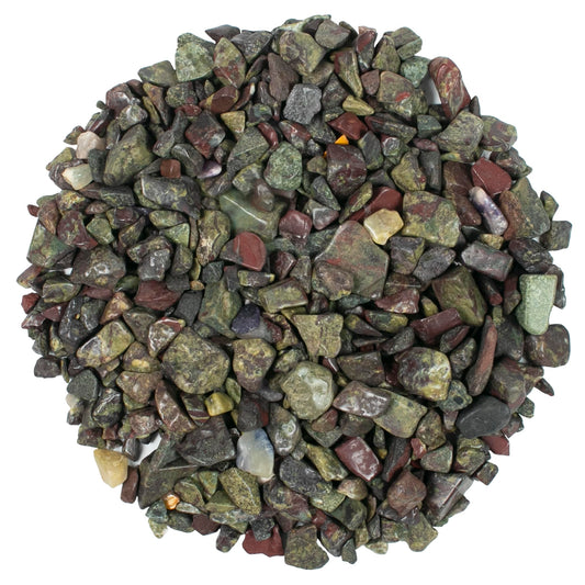 ZAICUS Dragon Bloodstone Crystal Chips Bulk Gemstone Valentine Gift, Healing Crystal Natural Irregular Shaped Crushed Stone Tumbled Chips Crystal Chips for Witchcraft & 1 Lb