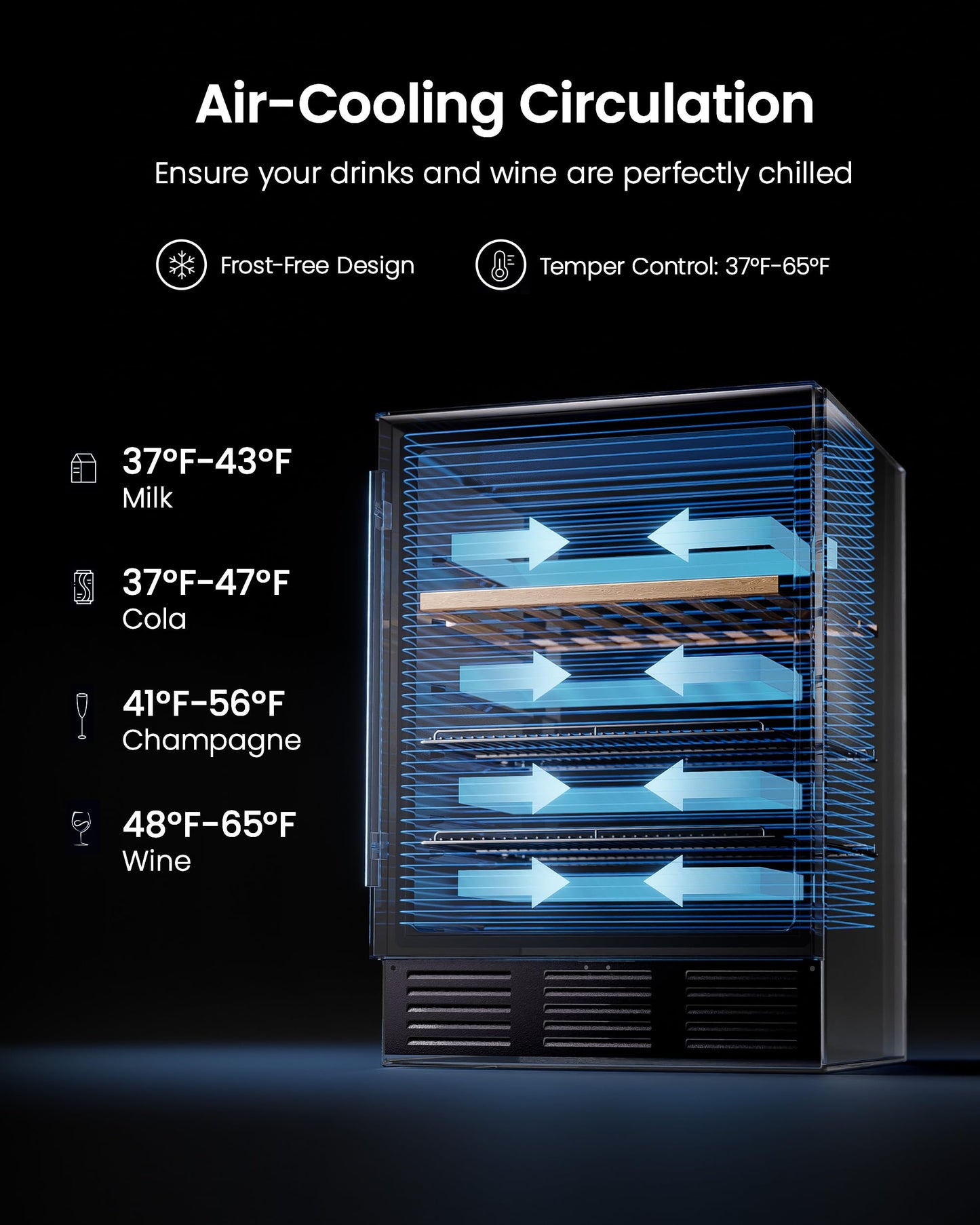 ICEVIVAL 24 In Beverage Refrigerator, 112 Cans & 8 Bottles Wine Fridge with Double-Layer Glass Door, Built-In or Freestanding Wine and Beverage Refrigerator, Under Counter Fridge for Home/Bar/Cafe
