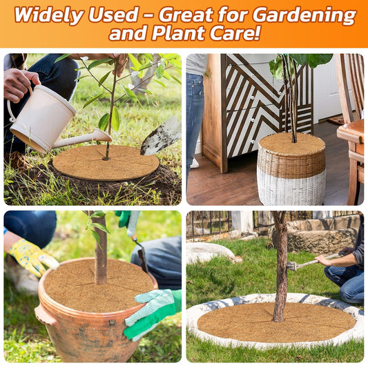 Legigo 4pcs Coconut Fiber Mulch Ring Tree Plant Protector Mat, 24 Inch Natural Coco Coir Tree Protection Ring Plant Pot Soil Cover, Tree Rings Disc Plant Cover for Indoor Outdoor Plants,Landscaping