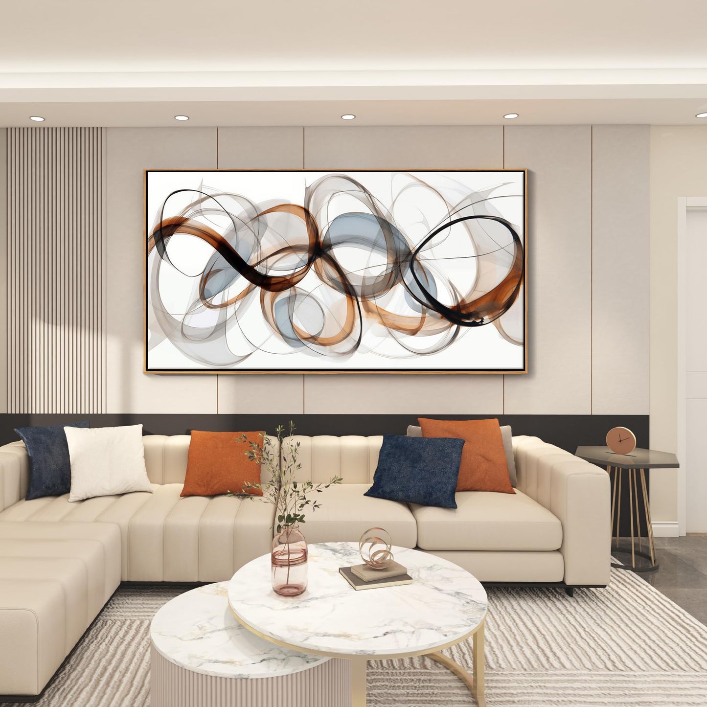 Textured Abstract Wall Art: Framed Canvas for Living Room,Office Decor - Large, Modern, Minimalist, Brown Painting - Kitchen, Family Wall Decor 24×48IN Wood Frame Dedroom Decorations