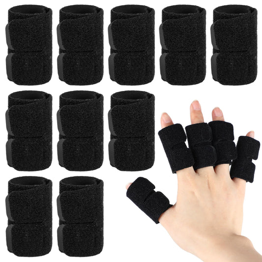 Thenshop 10 Pack Finger Sleeves Protectors Adjustable Sport Buddy Straps Elastic Volleyball Thumb Splints Brace Elastic Finger Sleeves for Sport Volleyball Basketball Handball Relieving Pain