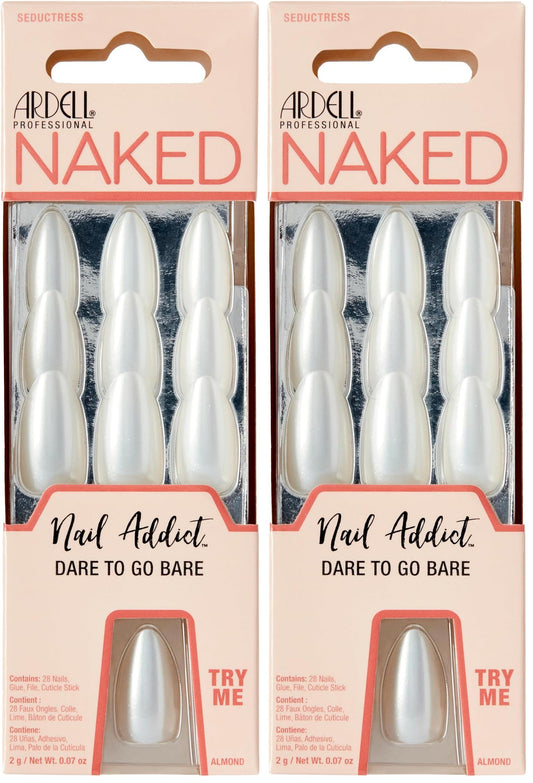 Ardell Nail Addict Naked Seductress, Press On Nails, Medium Almond Shape, Nail Kit, 2-Pack