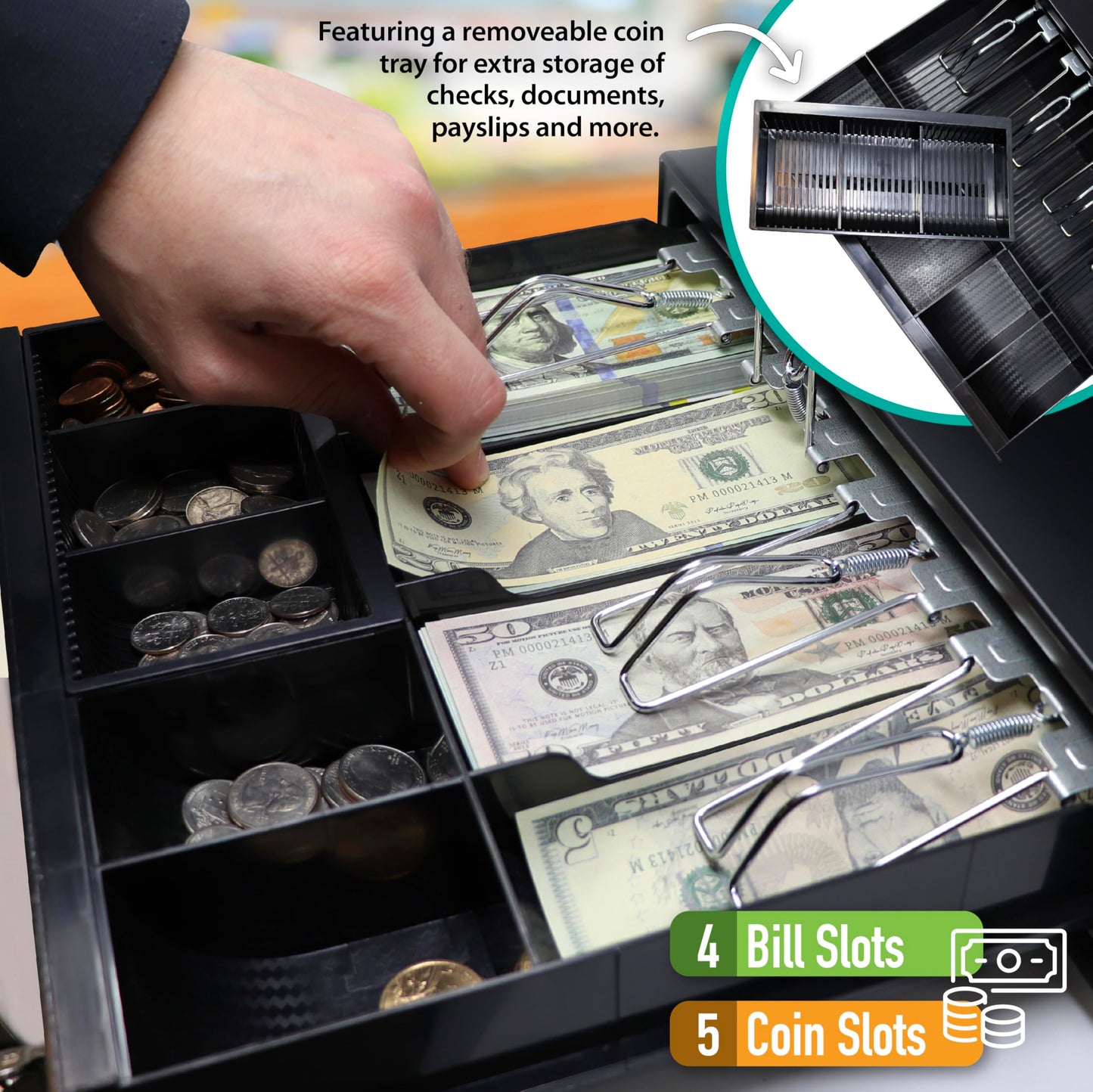 Nadex CR260 Cash Register, Steel Drawer, Fast Printing, User-Friendly Interface, Black