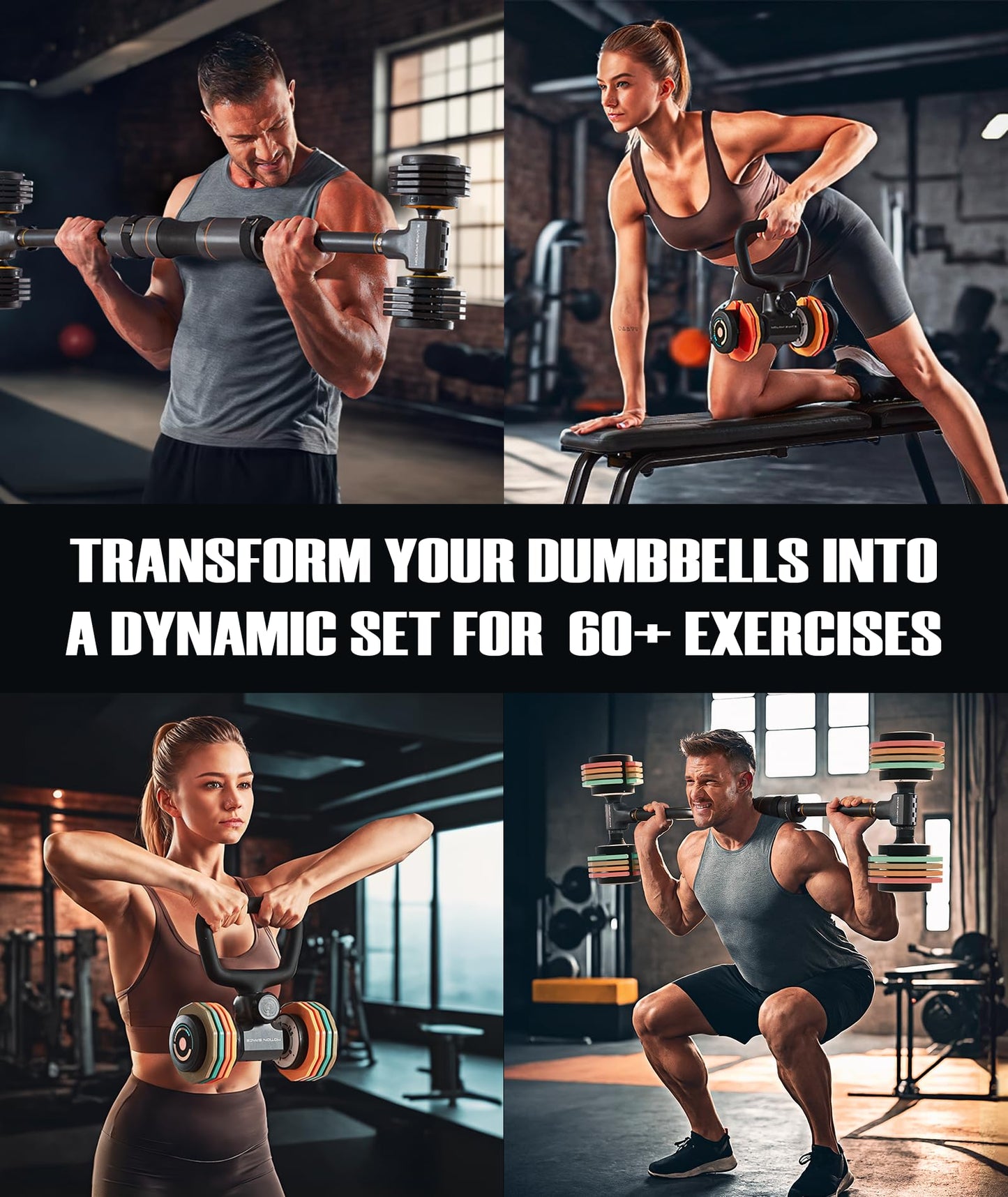 Flexible Dumbbell Converter - 260 LBS Weight Capacity Adjustable Alloy Steel Bar丨Convert Dumbbells to Barbell, Enhanced Compatibility for Wide Range of Dumbbells for Home Weight Lifting (Barbell Set)