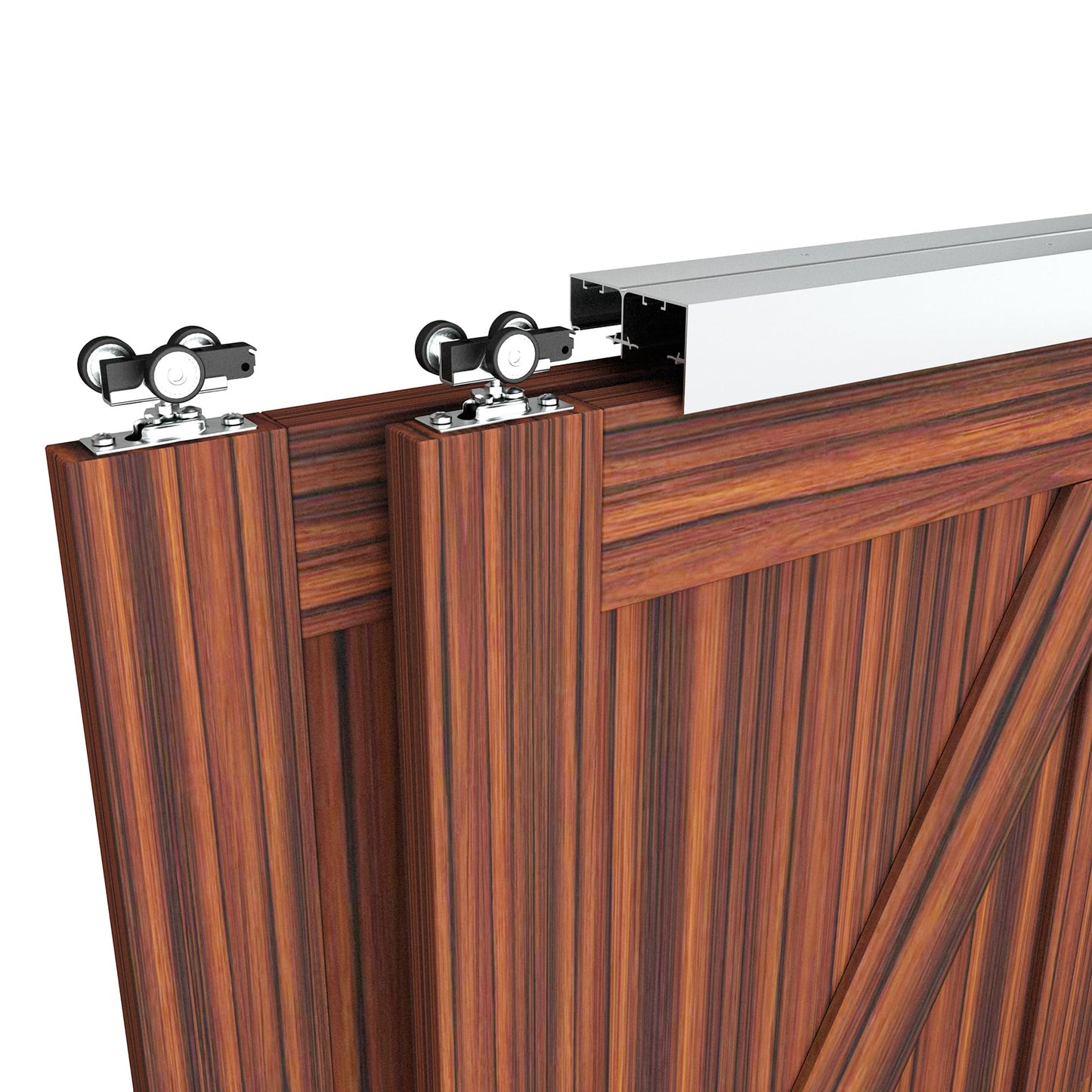 WEWORTH Heavy Duty Double Bypass Sliding Closet Door Track Kit Hardware 72”/6FT Aluminium Alloy Track Rail Set,for 2 Door System,Smoothly and Quietly,Silver