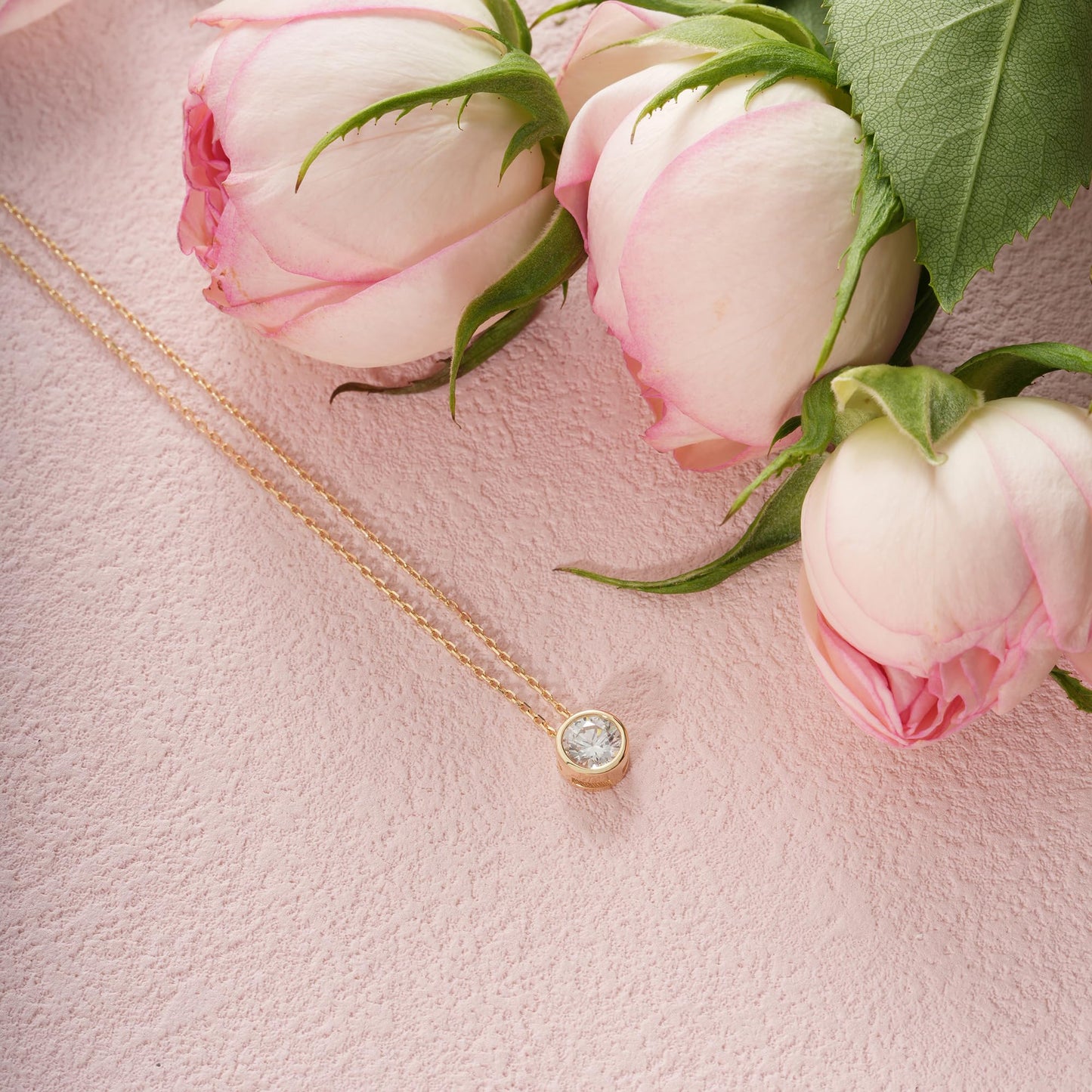 Golden Planet 10K Solid Gold Bezel Set Circle Cubic Zirconia CZ Solitaire Necklace | Elegant Dainty Halo Choker Necklace for Women - 18" Chain 45 cm