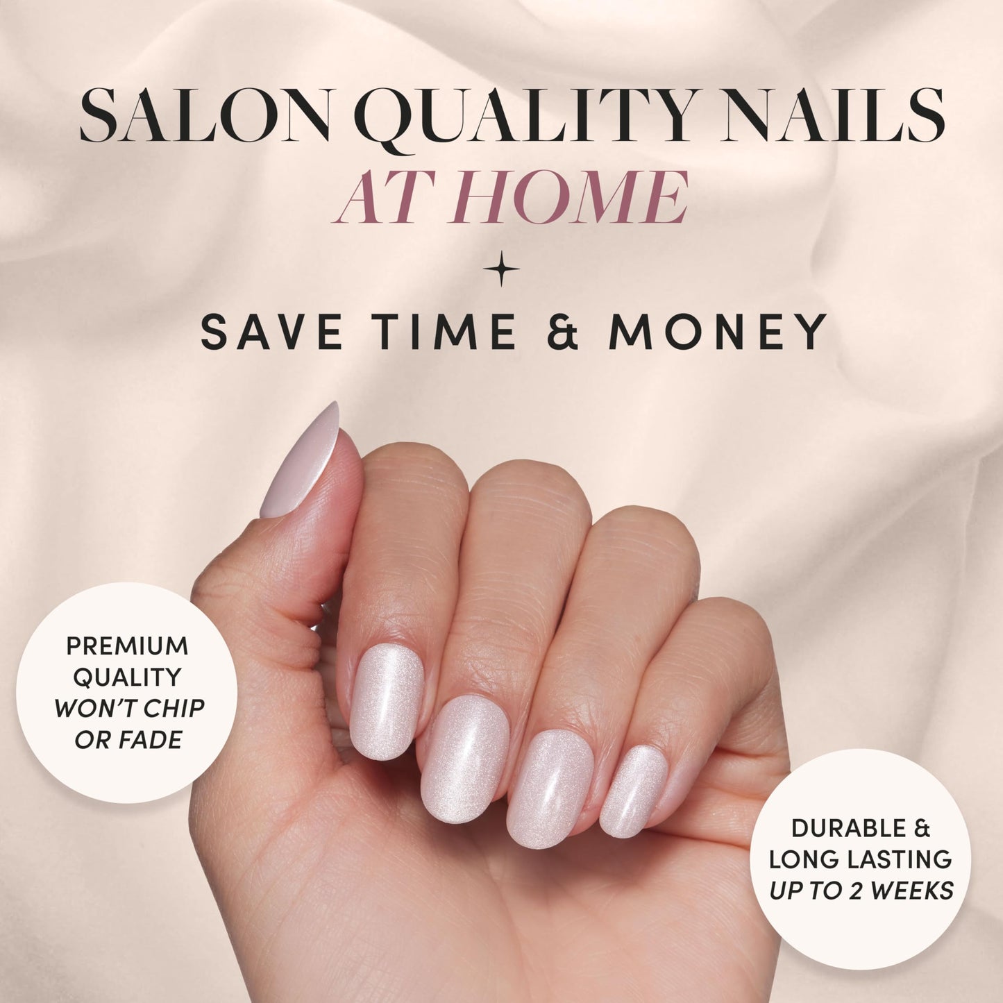 Glamnetic Press-On Nails Bundle - Blueberry Icing & Pure Intentions | Short Almond Baby Blue French Tips with a Glazed Finish | Iridescent Short Round False Nails | Reusable, Salon-Quality Nail Kits