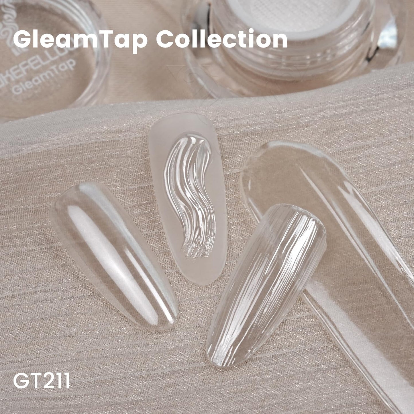 Yokefellow GleamTap Cushion Magic White Chrome Nail Powder,Glazed Donut,Pearlescent Nail Chrome Powder,Nail Art Decoration for Home DIY Salon Manicure (GT211 Magic White