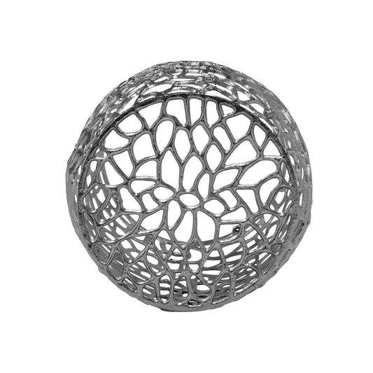 Christopher Knight Home Helast Aluminium Side Table, 14.00'' W Round Sofa Side Table, Modern Indoor Accent Table for Living Room Bedroom Home Office, Abstract Hollow, Silver
