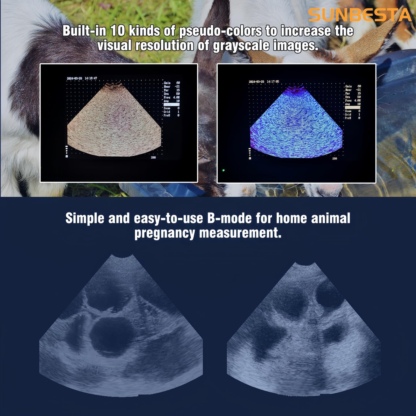 S-M6 Portable Veterinary Ultrasound Pregnancy Scanner with Heated 3.5MHz Sector Probe, 5.7″ HD Display, Long Battery Life, Easy-to-Use for Beginners, for Pigs, Sheep & Dogs, Farm and Clinic Use