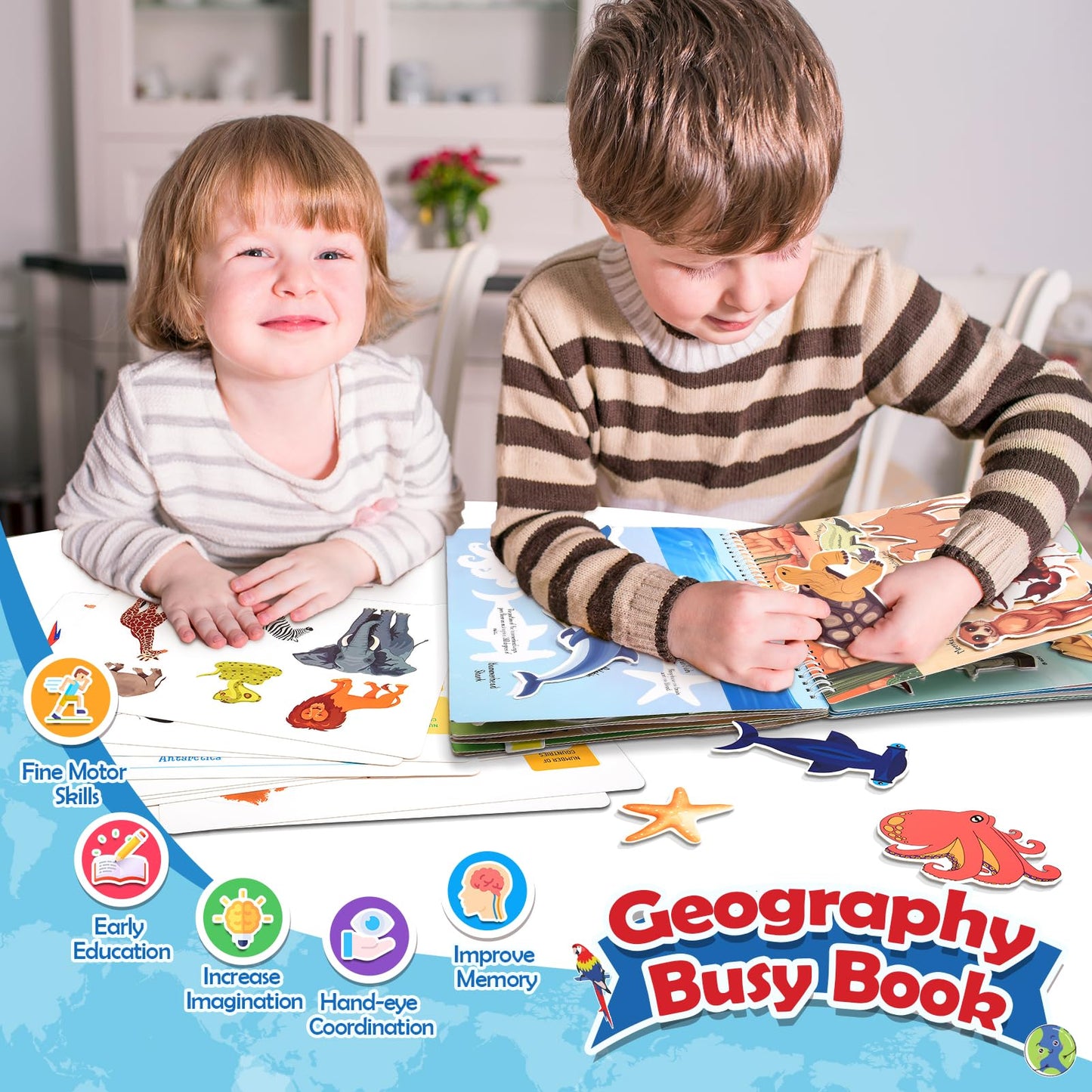 WethCorp Toys for 3-8, Geography Busy Book Sensory Toys for Boys 3-6 Educational Toy for Kids Boy 4-9 Preschool Learning Activities Homeschool Birthday Gift for Girls and Boys Ages 5-7