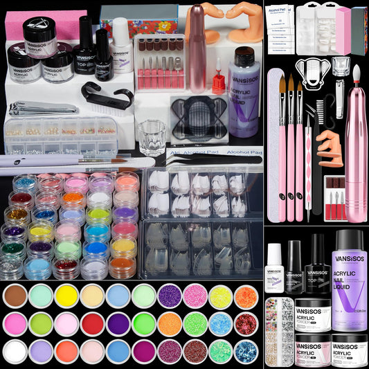 Acrylic Nail Kit for Beginners with Everything: Professional Nail Kit with Drill and Acrylic Powder Liquid Set Decoration Supplies Manicure DIY Salon Women Christmas Gift