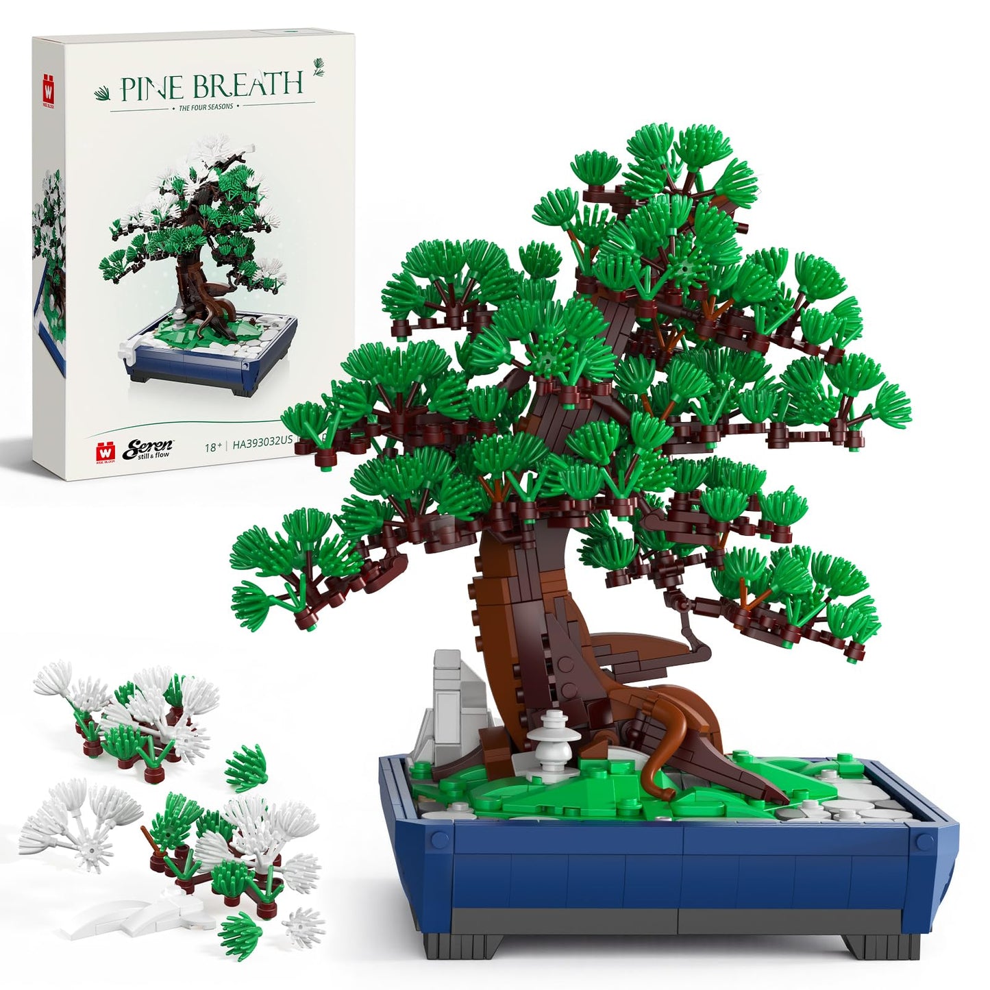 Wise Block Bonsai Tree Building Set, 950 pcs Pine Building Blocks, Artificial Bonsai Tree Plants for Home Decor, DIY Arts & Crafts Kits