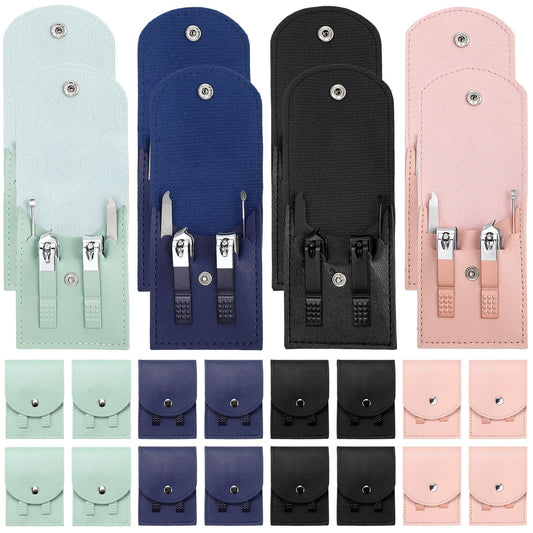 Lasnten 24 Set Valentine Manicure Set Bulk Nail Clippers Grooming Nail Kit Stainless Steel Professional Pedicure Tools Kit with Travel Case for Men Women Valentine's Day Gift(4 in 1,Fresh Colors)