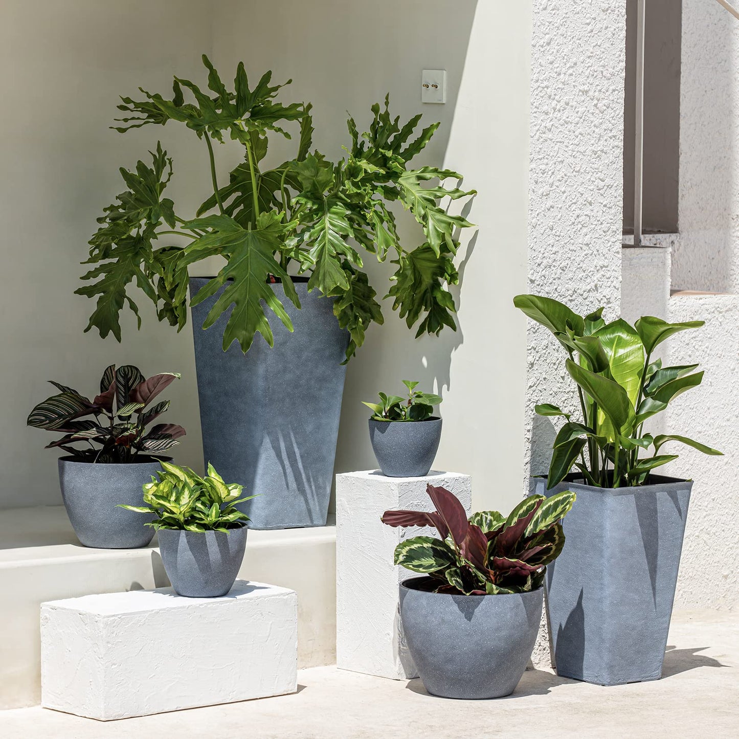 LA JOLIE MUSE Large Hanging Planters for Outdoor Plants - Hanging Flower Pots Weathered Gray (13.2 Inch, Set of 2)