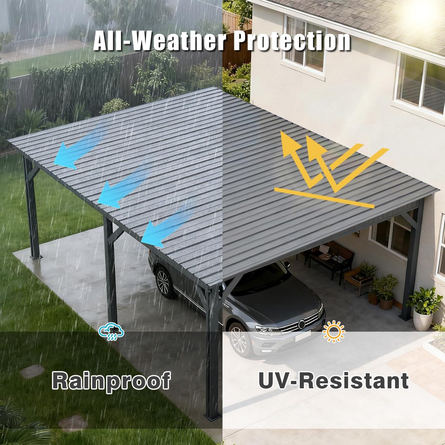 Vigo huseeo 20 PCS 112 sq.ft Metal Roofing Panels, 42.52" x 18.9" Corrugated Galvanized Roof Panels, Waterproof Siding Panels with 200 Pcs Screws for Garages, Sheds, Stables and Mobile Homes
