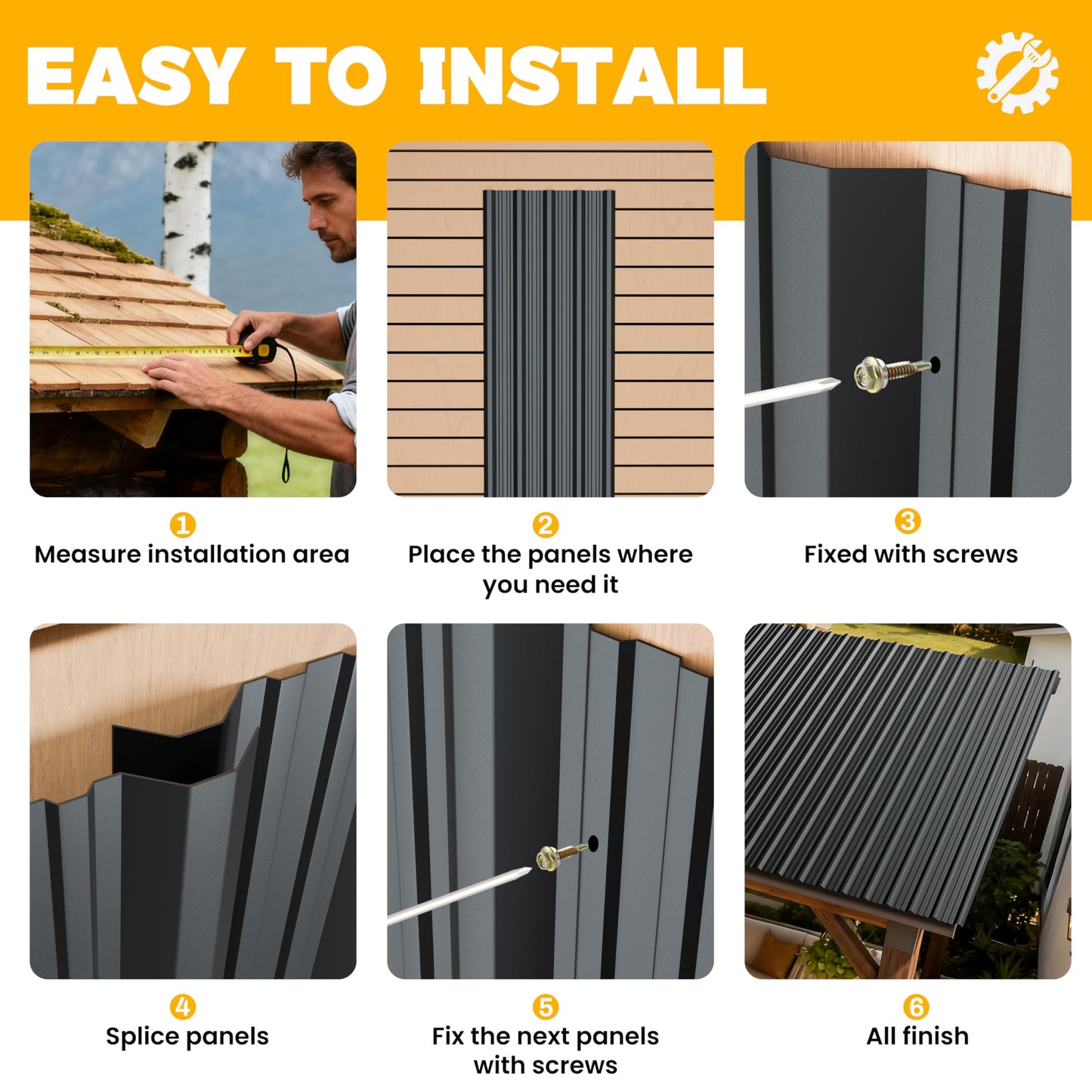 BOBIBAN 20 pcs Metal Roofing Panels - Corrugated Galvanized Roof Panels L41.34x W17.72 Inch, Waterproof Tin Roof Sheets for Garages,Sheds, Stables and Mobile Homes, Includes Screws(Grey,L41.34''-20)
