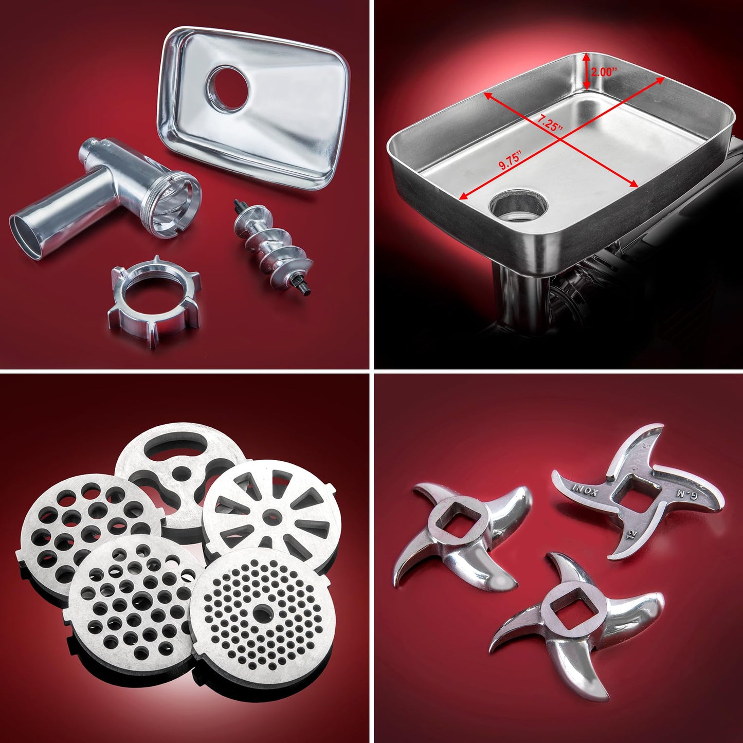 STX International Megaforce 3000 Series 6-in-1 Electric Meat Grinder | 3000W Max | Air Cooled | 3-Speed | Foot Pedal | 5 Grinding Die | Stainless Steel Blades | Sausage Stuffer | Kubbe Maker & More