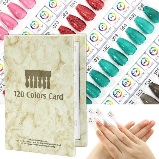 vnjaoi Magnetic Nail Swatch Book,120 Nail Color Display Book with 120 Magnetic Tips,Professional Nail Salon Color Display Book for Easy Preview & Storage