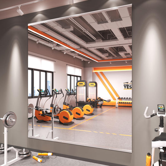 Amorho 72''x32''(Each)-2PCS Gym Mirror, Tempered Glass, Frameless Full Body Mirror for Home, Yoga Studios, Dance Rooms, Garage Gyms.