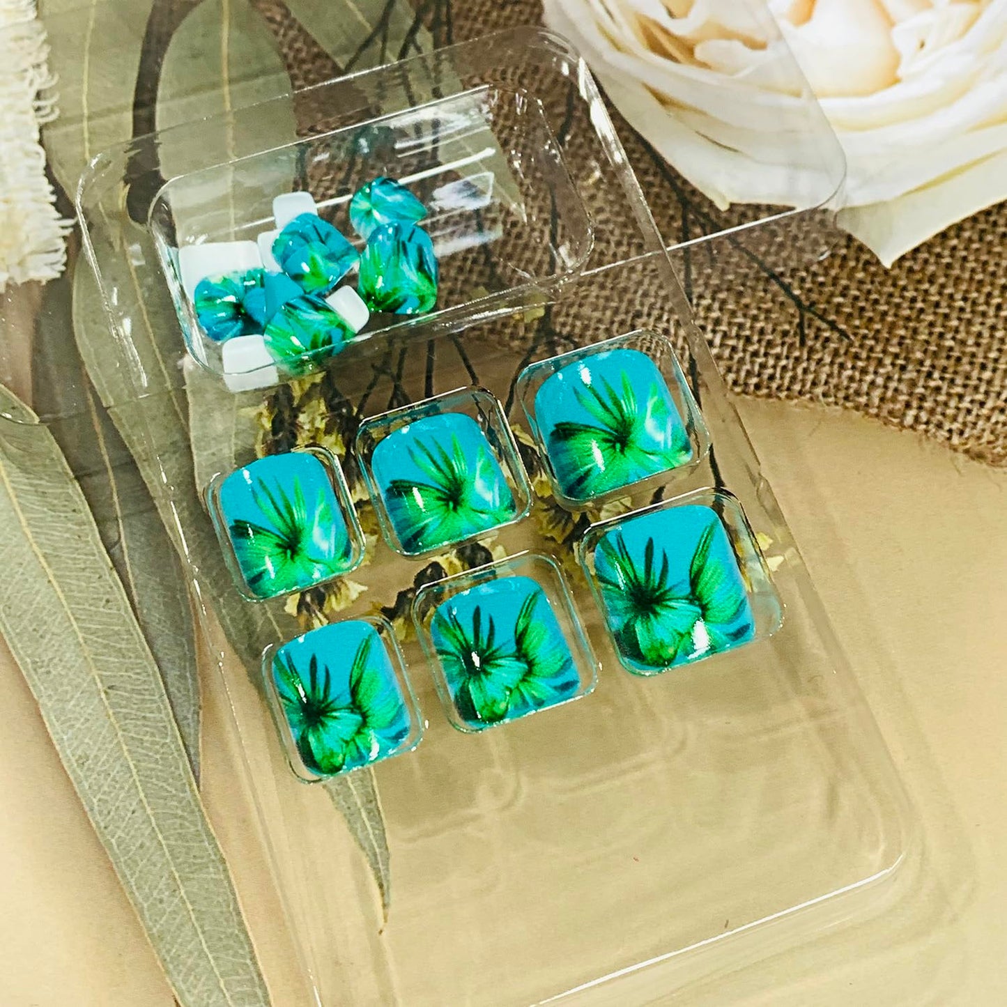 FIEONCIY Press on Toenails with Designs Acrylic Fake Nails for Toe Artificial False Nails with Charms Glue on Toe Nails for Spring Summer Stick on Toenails for Women Girls(JY159)
