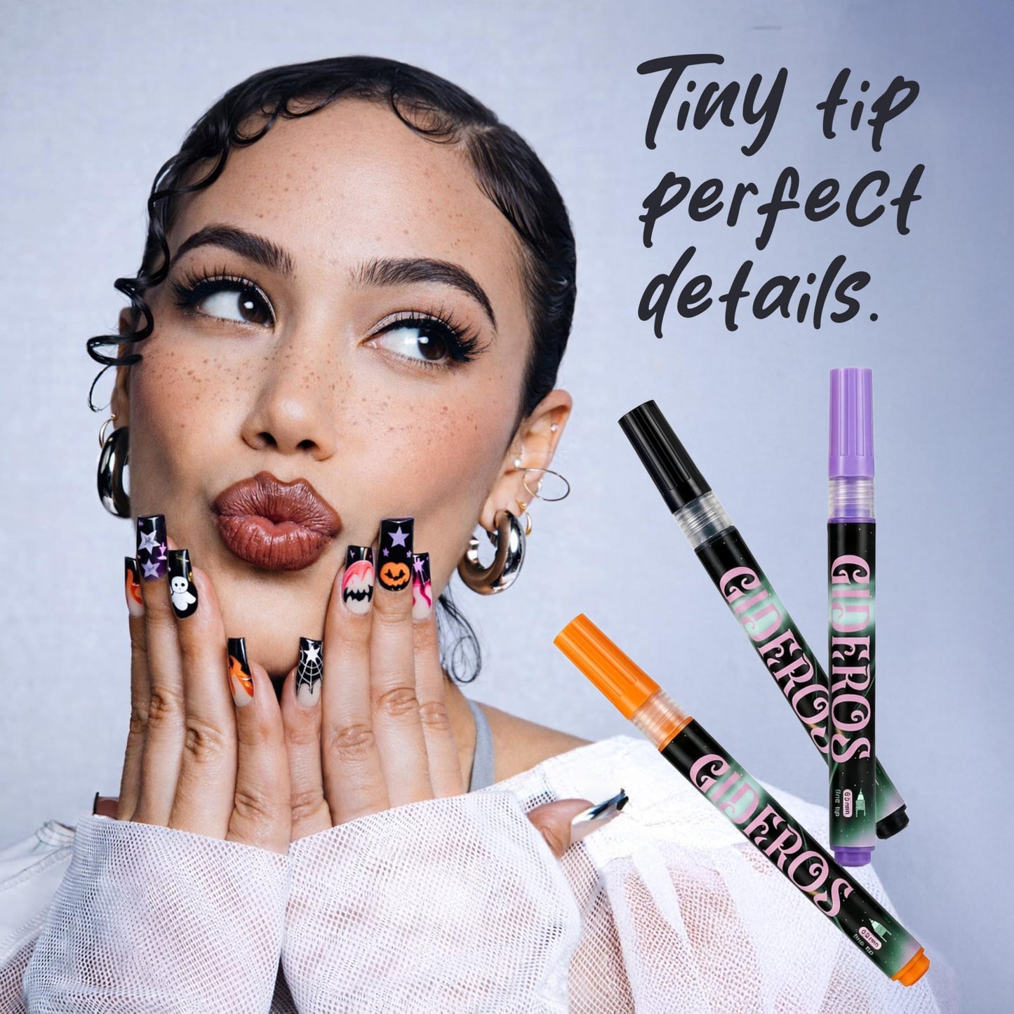 GIDEROS Nail Art Markers, 0.5mm Polish Pens & Easy Control 12 Colors 3D Nail Art Kit for DIY, Nail Art Brushes, Professionals & Beginners