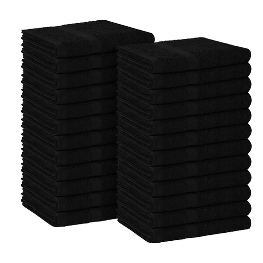 Avalon Towels Salon Towel - Black Hand Towels Bulk Pack of 24 - 100% Cotton Absorbent Spa, Facial & Gym Towel for Working Out - 16x27 Inches (Not Bleach Proof)
