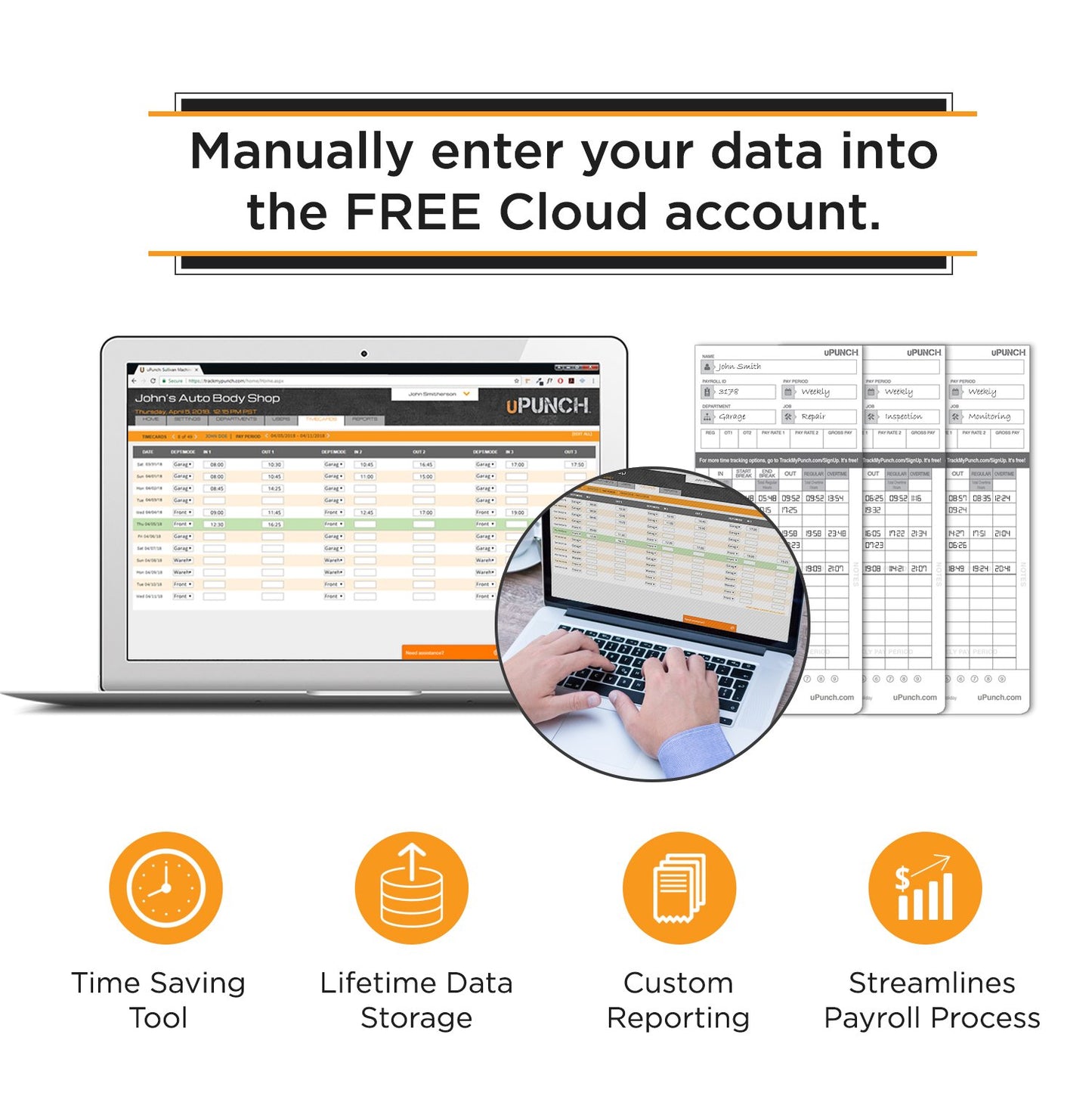 uPunch HN4500 Advanced Calculating Time Clock Bundle for Small Business: Complete Employee Time Tracking System with 200 Time Cards, Racks, Ribbons, and Keys