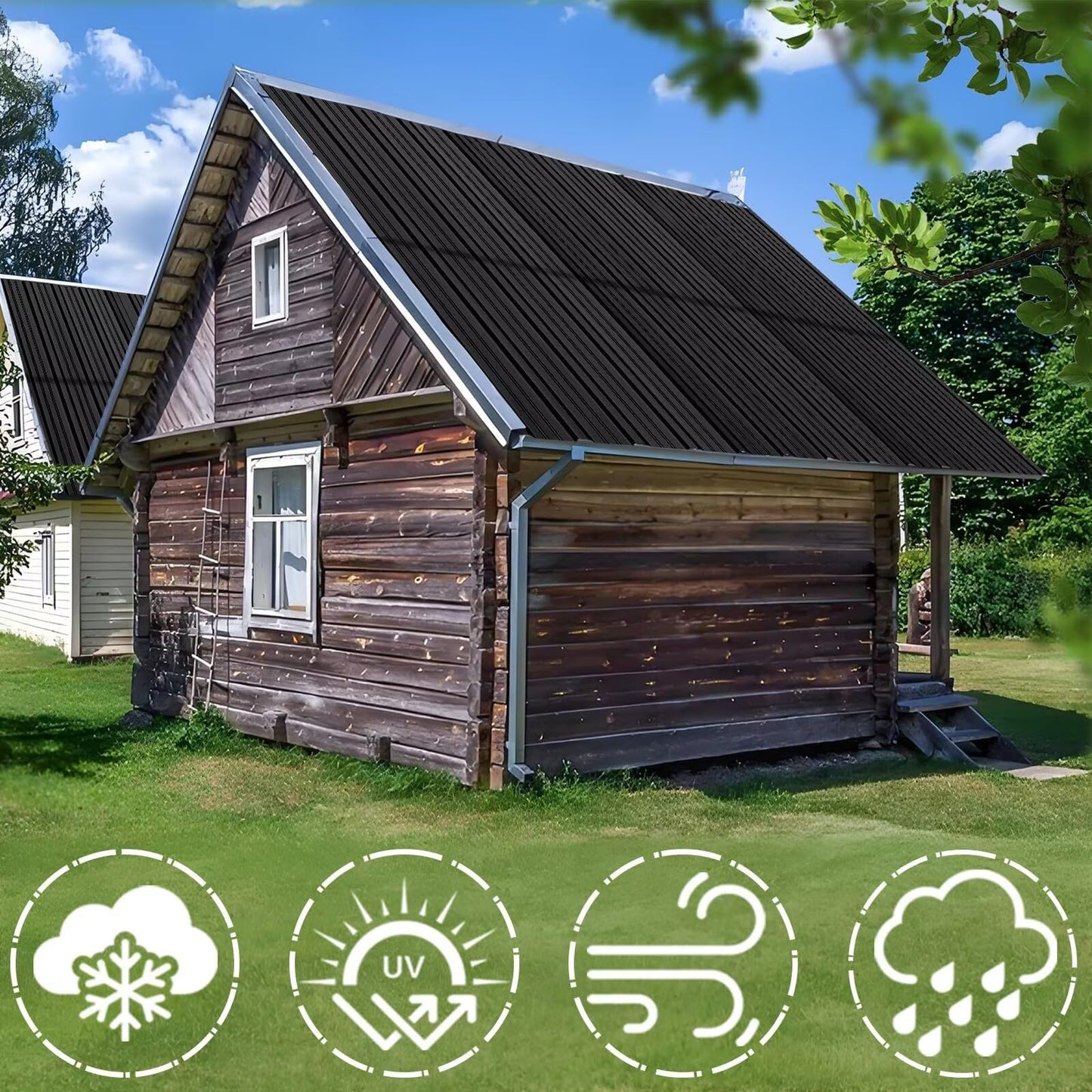 Metal Roofing Panels - 12 Pcs Waterproof Heavy Duty Metal Roof Panels Corrugated Metal Siding for Roofs Carports Tool Sheds Patio Porch Pergola, Easy to Install Black, 50.78x17.7in