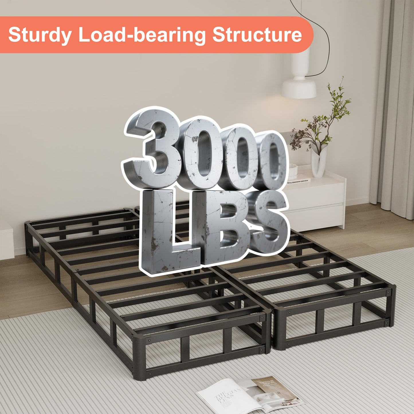 Yicensen Split California King Box Spring 5 Inch, Low Profile Heavy Duty Metal Box Spring Cal King Size with Fabric Cover, Noise-Free, Quick Assembly