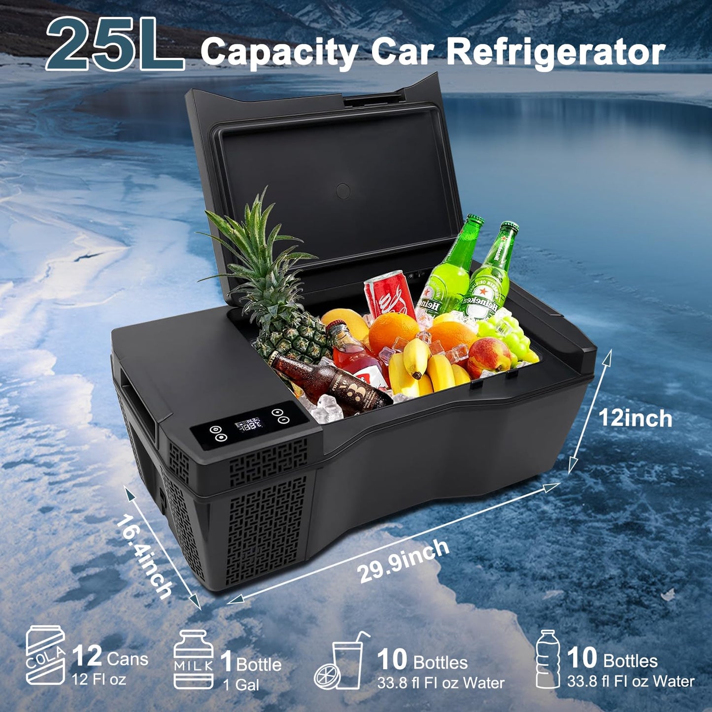 Tesstudio Tesla Cybertruck 25L Trunk Refrigerator with APP Control Truck Storage Cooler Outdoor Fridge, 12/14 Volt Car Fridge Trunk Portable Freezer for Camping Tailgating Road Trip Home