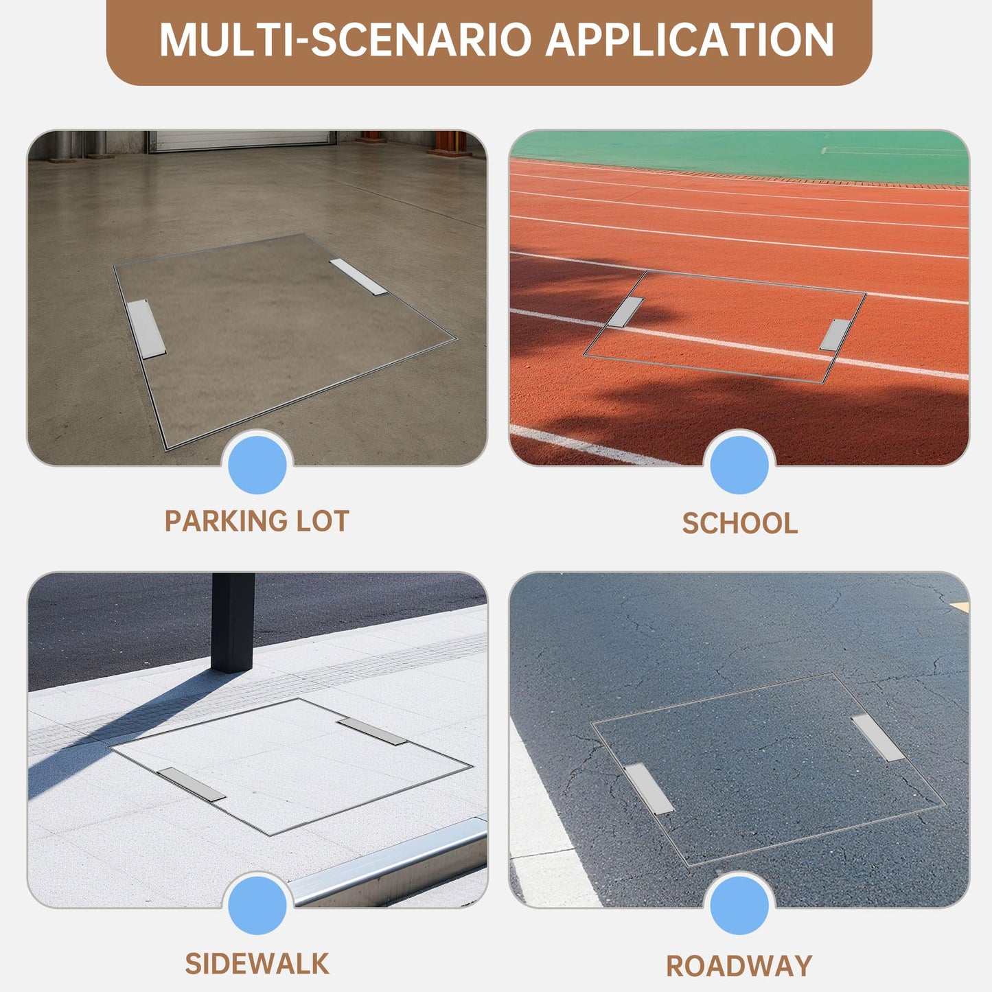 36x36 inch Stainless Steel Invisible Manhole Cover and Frame, Square Recessed Septic Tank Cover with Retractable Handle, for Walkway/Driveway