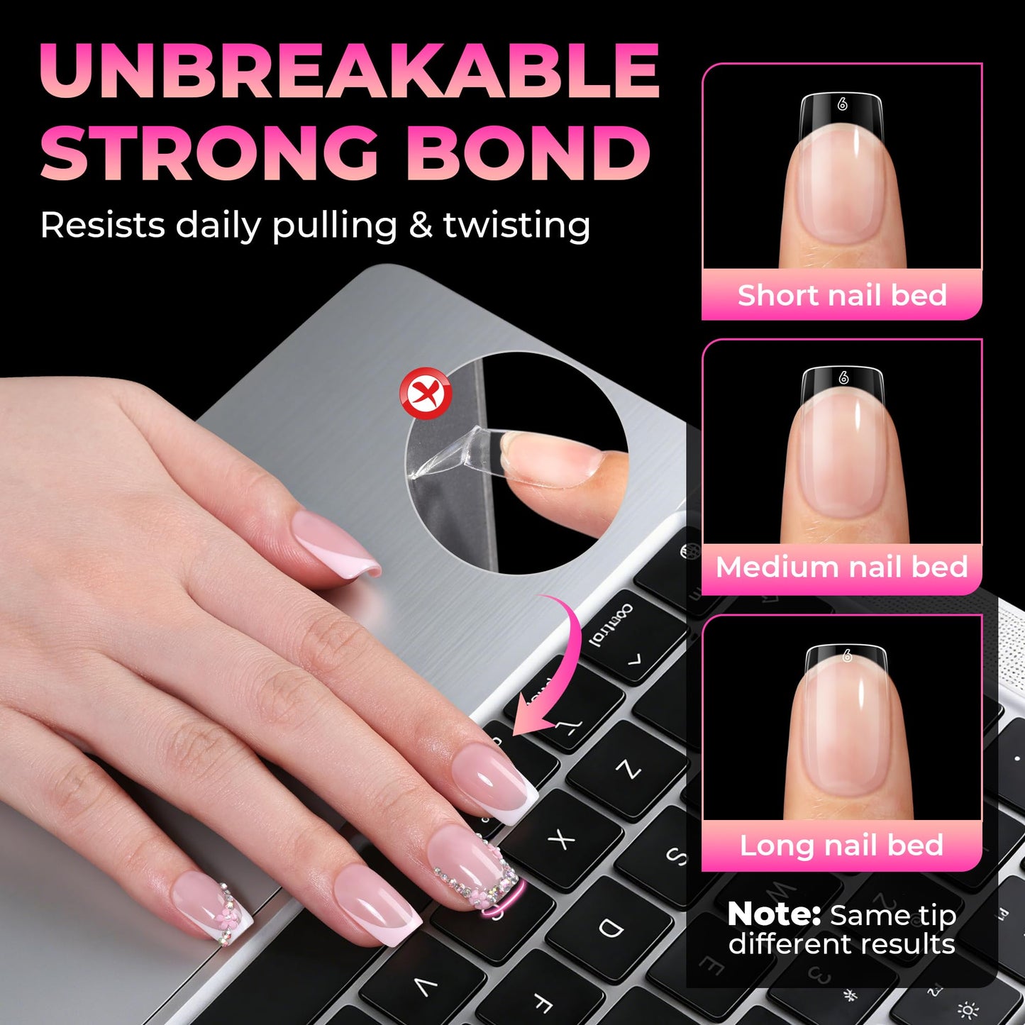 UNA GELLA Short Square Gel Nail Tips, 510Pcs Short Square Press on Nails 15 Sizes Half Matte Fake Acrylic Full Cover Nail Tips Clear No C Curve False Nails for Nail Extensions DIY Home Salon for Women
