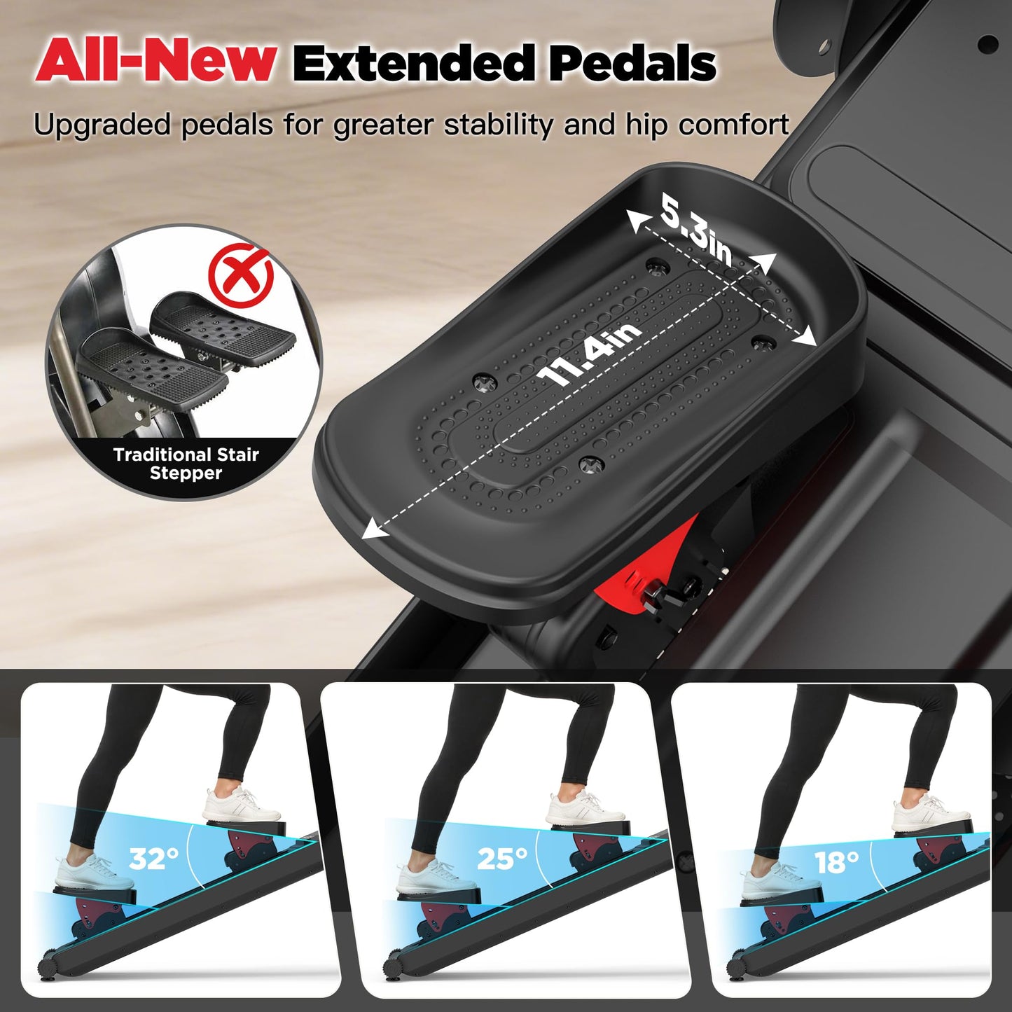 Winfita Magnetic Stair Stepper for Home, 77 LBS Peak Resistance with No Limited Adjustment, 2 Incline Levels, 12'' Extended Pedal, Folding Vertical Climber with 320 LBS Weight Capacity