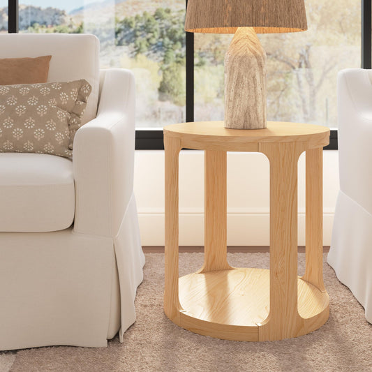 Bush Home Vera Small Round End Table, Living Room Furniture, Vera Collection, Natural White Oak