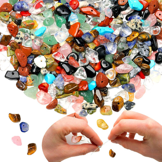 XIANNVXI Multicolor Crystal Beads Natural Chip Stone Beads 400Pcs Crystal Bead 5-8mm Irregular Healing Crystal Loose Rocks for DIY Jewelry Making