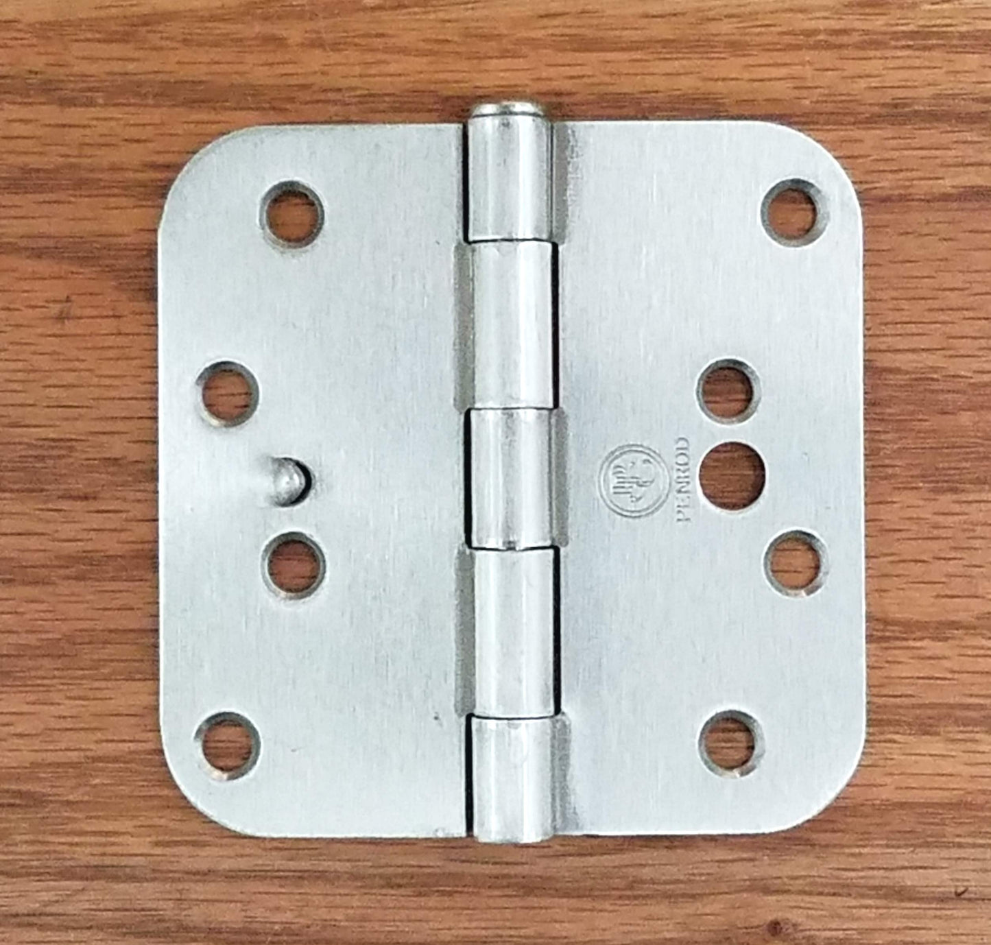Security Door Hinges - Satin Nickel - 4 Inch with 5/8 Radius - Security Tab - 2 Pack