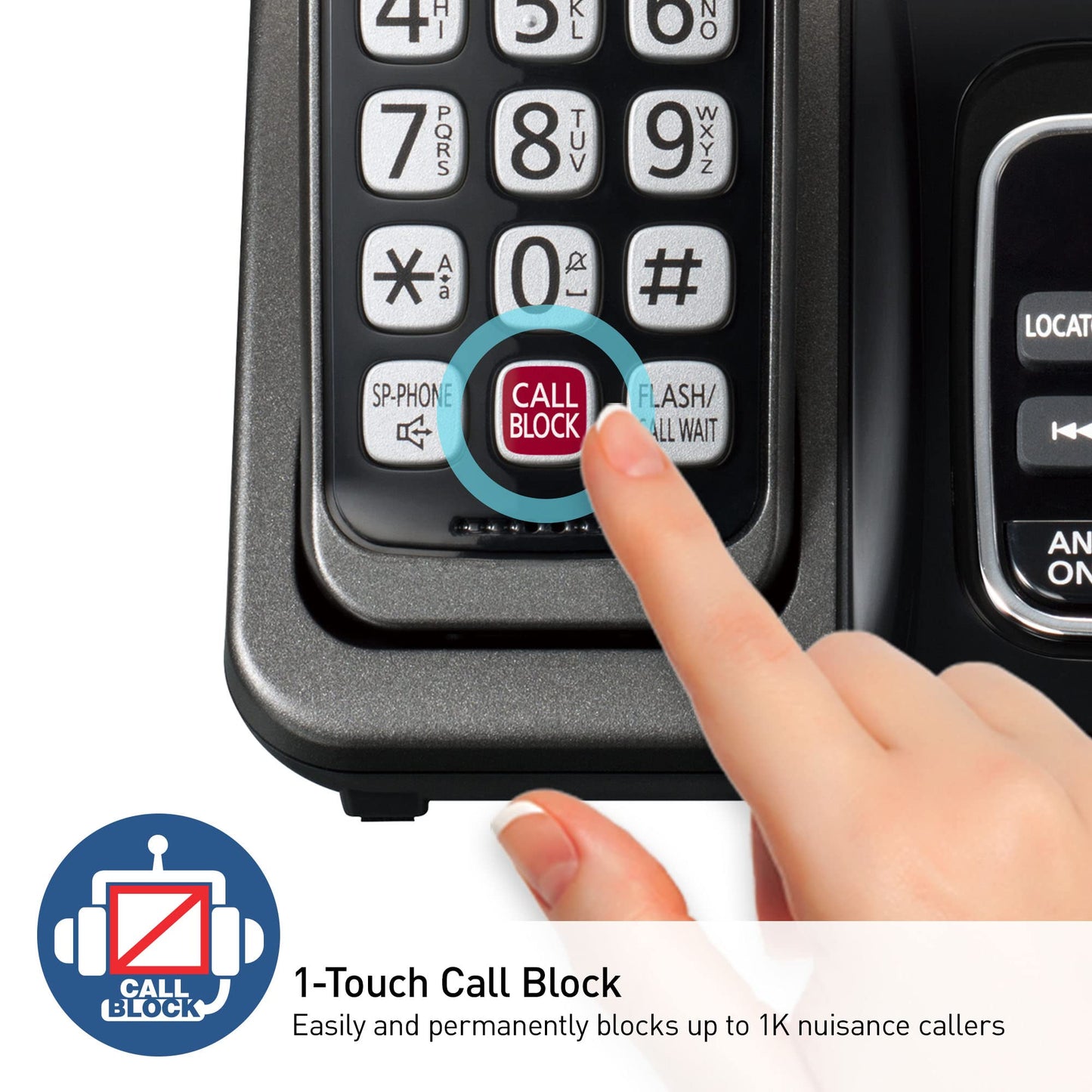 Panasonic Cordless Phone with Answering Machine, Advanced Call Block, Bilingual Caller ID and High-Contrast Display, Expandable System with 3 Handset Cordless Telephones - KX-TGD833M (Metallic Black)
