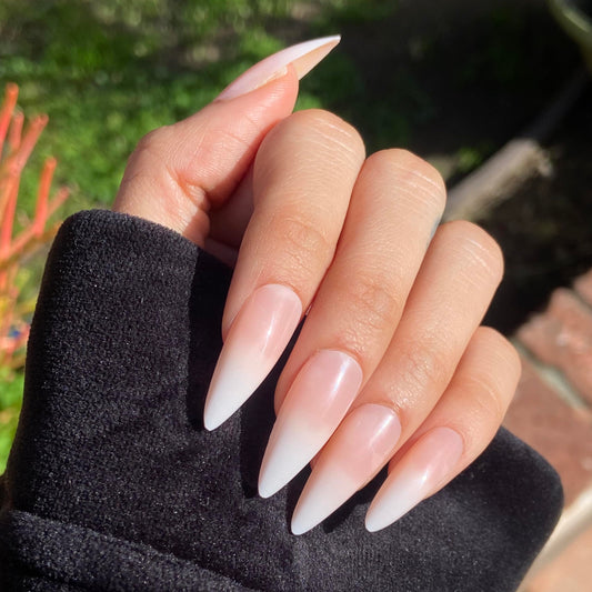 FRENCH KISS Press-On Nails by Lavaa Beauty | Long Stiletto | French Ombré Tip Stiletto Nails
