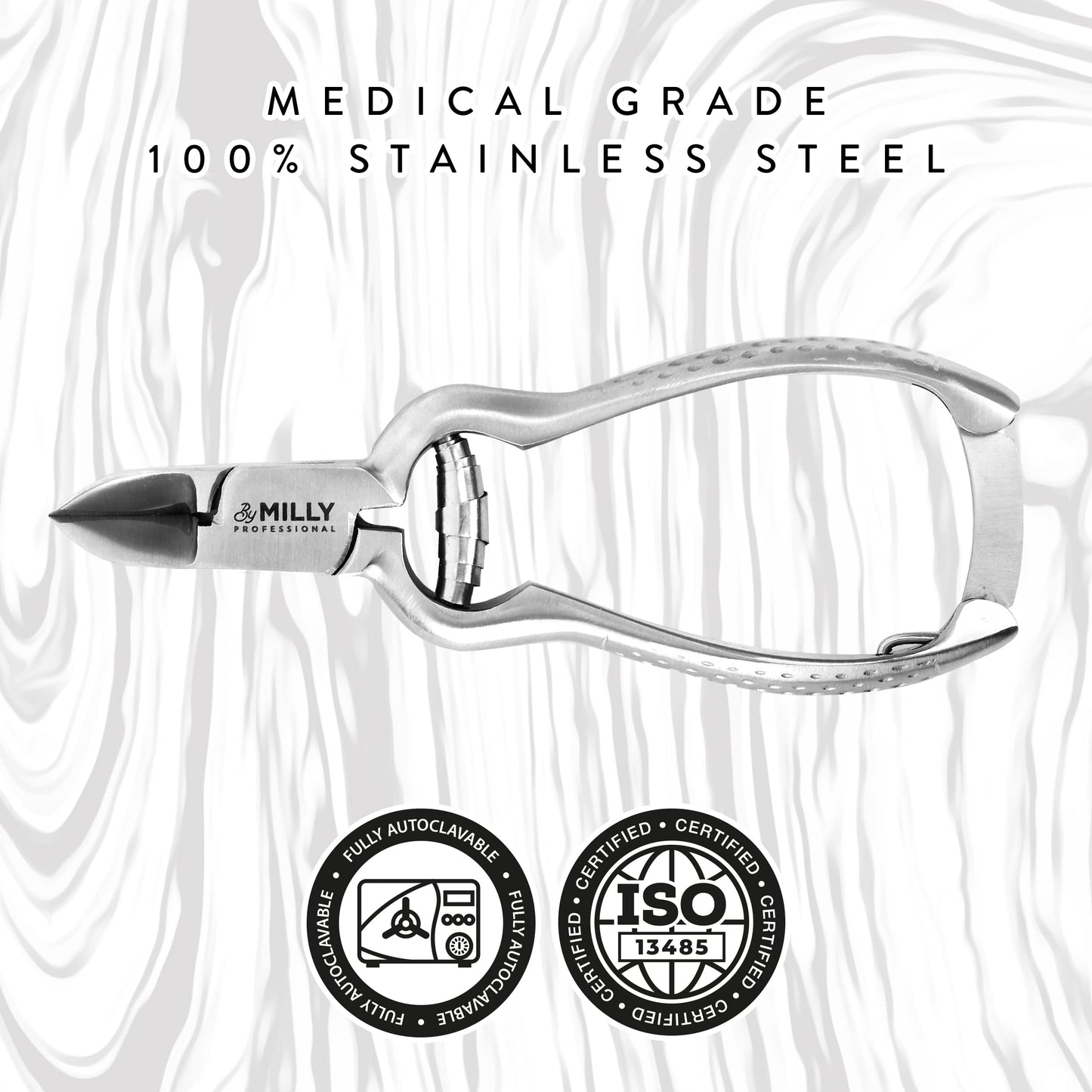 By MILLY High Carbon Stainless Steel Heavy Duty Toenail Clippers for Thick Toenails | Trim Thick or Hard Toenails | Professional Nail Clippers for Seniors & Podiatrist Toenail Clippers (Silver)