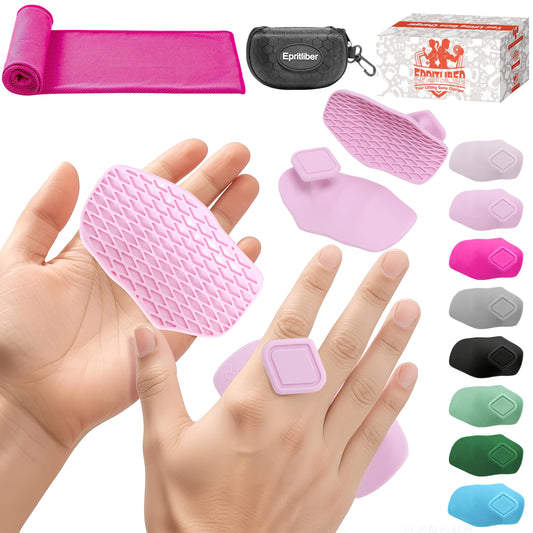 Epritliber Large Silicone Workout Grips Kit with Gym Towel &Storage Case,Weight Lifting Gloves Alternative,Gym Grips Gloves Gifts for Men Women,Gym Hand Palm Protection Pads for Dumbbell,Barbell,Rypt
