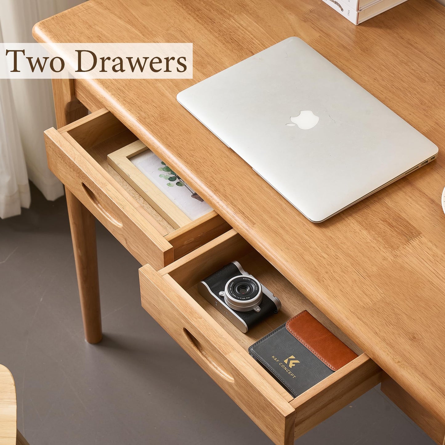 SHILAIYUNZ 40" Real Solid Wood Desk with Drawers, Space-Saving Home Office Writing Wooden Desk, Gaming & Computer Desk for Bedroom, Work Study Table for Small Space, Easy Assembly(Beech,40Inch)
