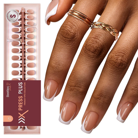 Beetles Soft Gel French Tips Press On Nails: 224 Pcs Brown French Tip Nails Short Squoval Fake Nail Tips, Nail False Nails,DIY Nail Art Salon Quality Manicure Gift For Women