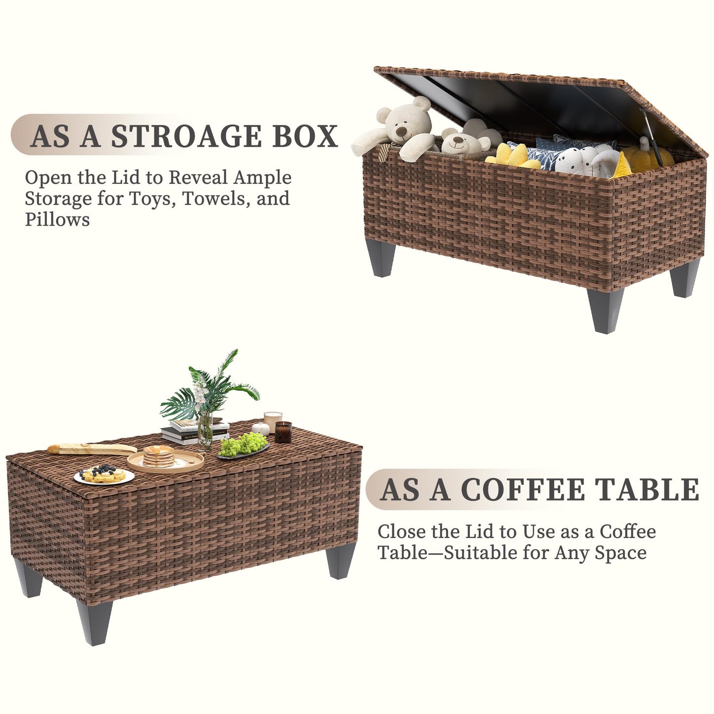 UDPATIO Patio Furniture Set, 5 Pieces Outdoor Conversation Sets with Rocking Swivel Chairs, Wicker Rattan Outdoor Sofa Set with Storage Table and Waterproof Covers for Backyard, Deck, Porch, Navy