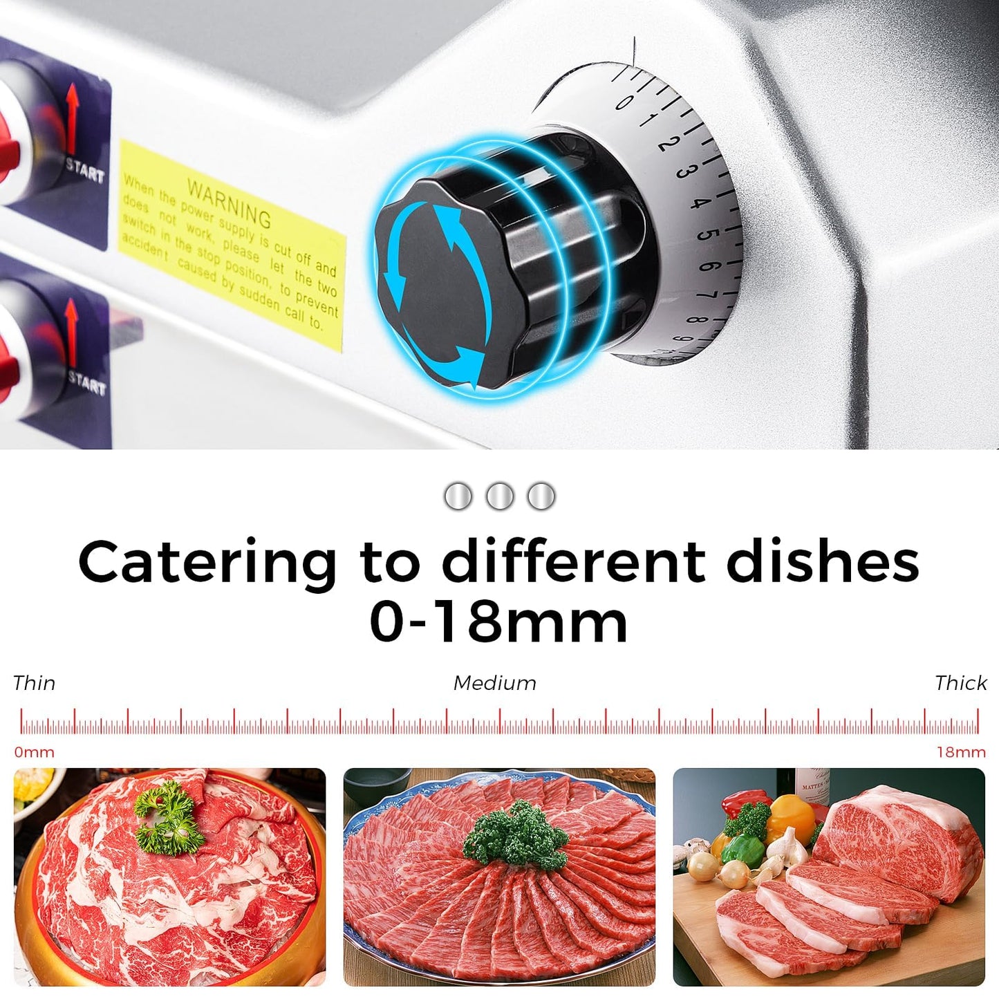 Garvee 12 inch Electric Food Slicer with Premium Electric Meat Slicer, Adjustable Thickness, Stainless Steel Blade, Meat Slicer 800W Power with 0-18mm, Meat Slicer Home and Commercial Use.