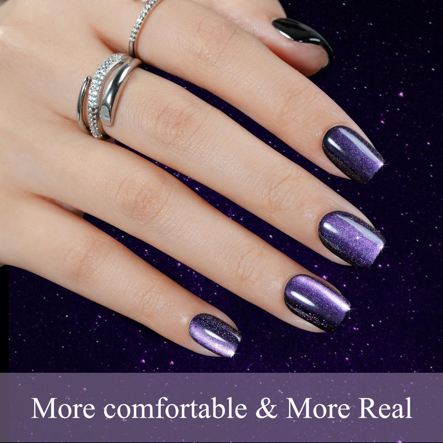 Two cat eye press-on nail sets