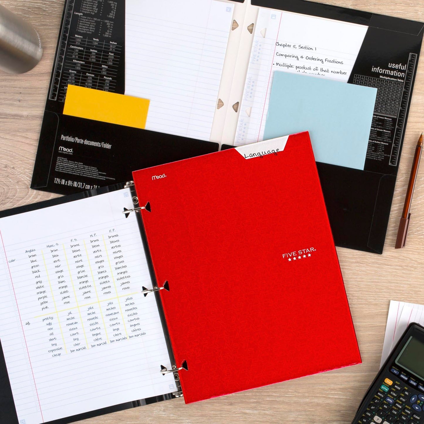 Five Star 4-Pocket Folder, 6 Pack, Paper Folder, Fits 3-Ring Binders, Holds 8-1/2" x 11" Paper, Assorted Colors (38058)
